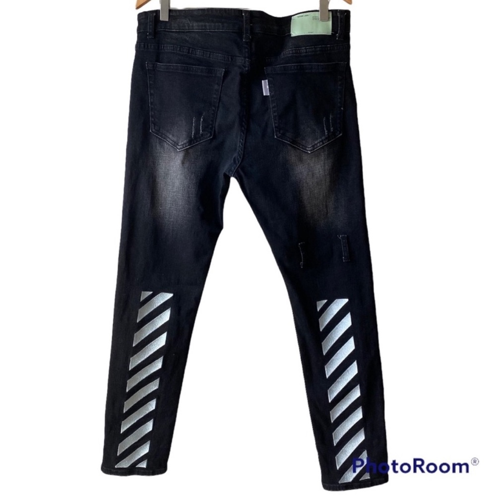 Off-White Men’s Jeans Washed Black Diagonal Arrow Sz 36